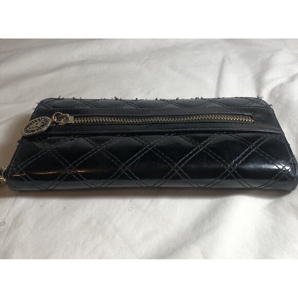 ANNE KLEIN Black Wallet Billfold Vinyl Clutch Zipper “9” x “4” - Picture 5 of 9